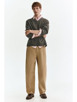 H&M - Men Beige Relaxed Fit Trousers
