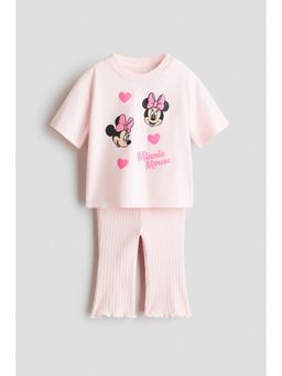 H&M - Girls Multi-Color 2-Piece Print-Motif Cotton Set