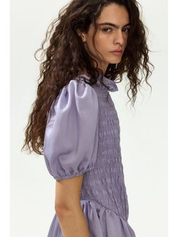 H&M - Women Purple Smocked-Bodice Dress