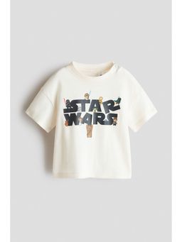 H&M - Boys White Printed Cotton T-Shirt