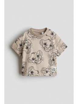H&M - Boys Beige Printed Cotton T-Shirt