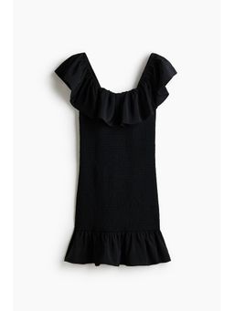 H&M - Women Black Flounced Off-The-Shoulder Dress