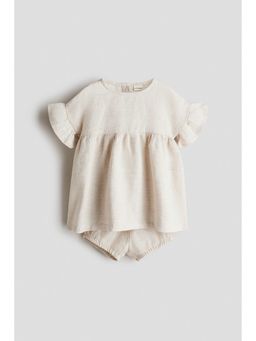 H&M - Girls Beige 2-Piece Linen Set
