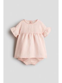 H&M - Girls Pink 2-Piece Linen Set
