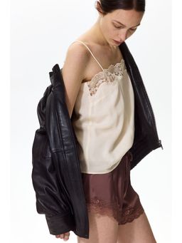 H&M - Women White Lace-Trimmed Strappy Top