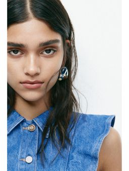 H&M - Women Blue Flounce-Trimmed Denim Waistcoat