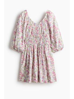 H&M - Women White Flared-Skirt Cotton Dress