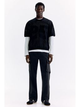 H&M - Men Black Regular Fit Nylon Cargo Trousers