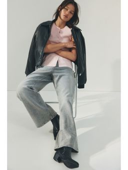 H&M - Women Pink Short-Sleeved Peplum Cardigan