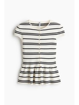 H&M - Women White Short-Sleeved Peplum Cardigan