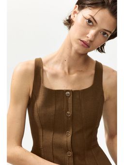 H&M - Women Brown Fitted Waistcoat
