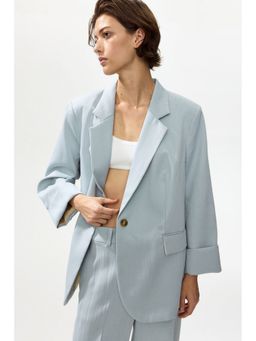 H&M - Women Turquoise Linen-Blend Blazer