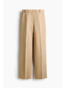 H&M - Women Beige Tailored Linen-Blend Trousers