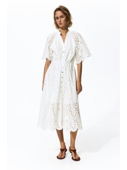 H&M - Women White Broderie Anglaise Shirt Dress