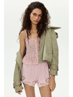 H&M - Women Pink Short Lace Strappy Top