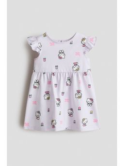 H&M - Girls Purple Printed Cotton Dress