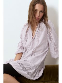 H&M - Women Purple Lace-Inset Tunic Dress