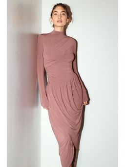 H&M - Women Pink Draped Jersey Dress