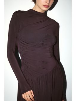 H&M - Women Brown Draped Jersey Dress