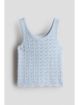 H&M - Girls Blue Pointelle-Knit Vest Top