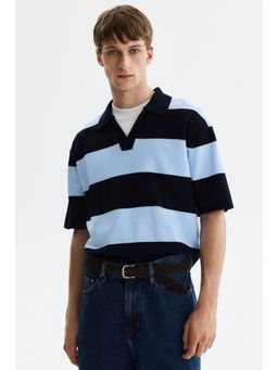 H&M - Men Blue Loose Fit Polo T-Shirt