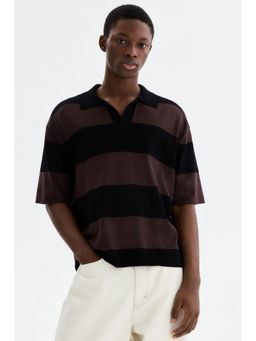 H&M - Men Brown Loose Fit Polo T-Shirt