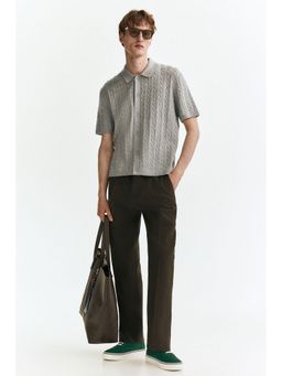 H&M - Men Grey Regular Fit Cable-Knit Shirt
