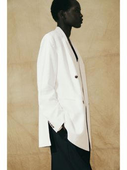 H&M - Women White Linen-Blend Blazer