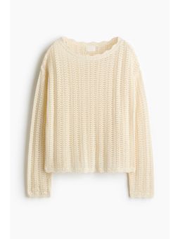 H&M - Women Beige Pointelle-Knit Jumper