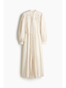 H&M - Women White Lace-Detail Cotton Dress