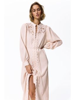 H&M - Women Pink Lace-Detail Cotton Dress