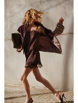 H&M - Women Brown Lace-Trimmed Slip Dress