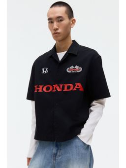 H&M - Men Black Relaxed Fit Cotton Shirt