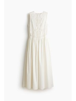 H&M - Women White Embroidered Linen-Blend Dress