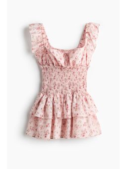 H&M - Women Pink Smocked-Waist Dress