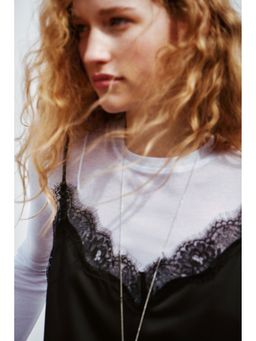 H&M - Women Black Lace-Trimmed Strappy Top