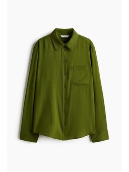 H&M - Women Green Linen-Blend Shirt