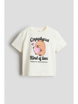 H&M - Girls White Printed T-Shirt