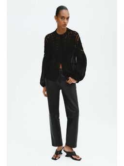 H&M - Women Black Crochet-Look Blouse