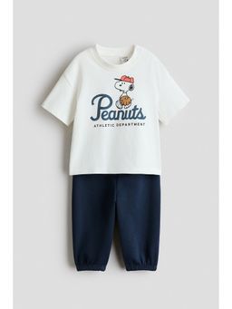 H&M - Boys Beige 2-Piece T-Shirt And Joggers Set