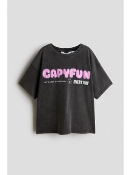 H&M - Girls Black Printed T-Shirt
