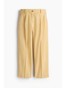 H&M - Women Yellow Linen-Blend Trousers
