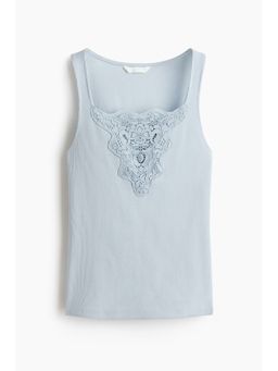 H&M - Women Blue Lace-Detail Top