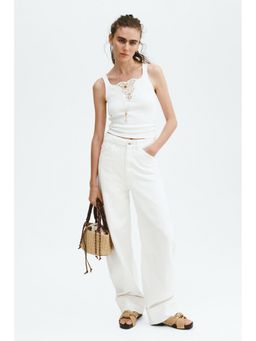 H&M - Women White Lace-Detail Top