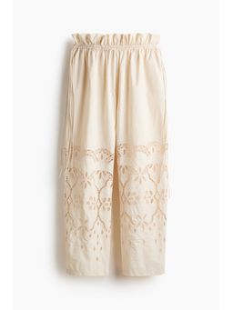 H&M - Women Beige Broderie Anglaise Drawstring Trousers