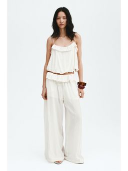 H&M - Women White Pintucked Trousers