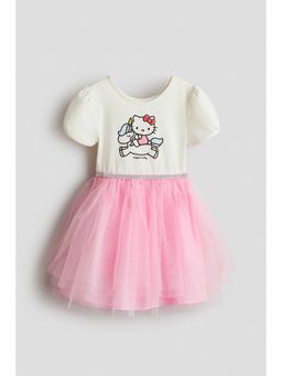 H&M - Girls Multi-Color Printed Tulle-Skirt Dress