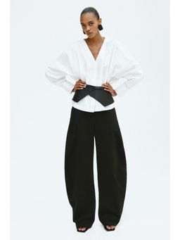 H&M - Women White Waisted Cotton Blouse