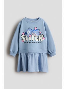 H&M - Girls Blue Printed Sweatshirt Dress