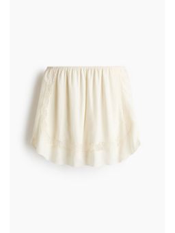 H&M - Women White Lace-Inset Viscose Mini Skirt